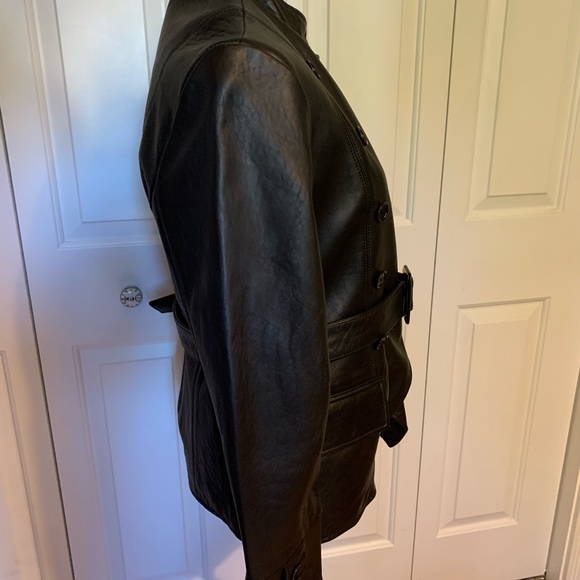 J. Peterman Black Leather Moto-Jacket US 10 Excellent Condition - Picture 4 of 8